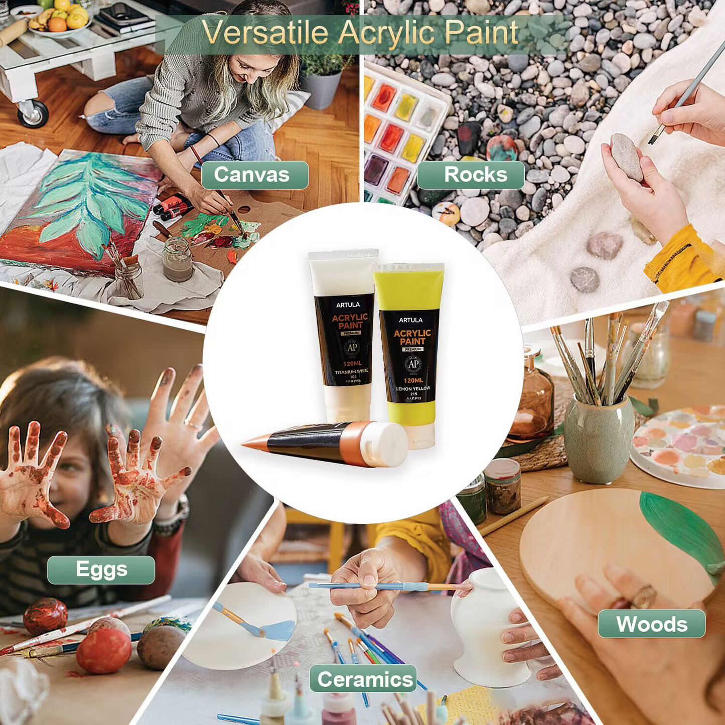 Artula White Acrylic Paint - Titanium White 120 ml/4.06 oz
