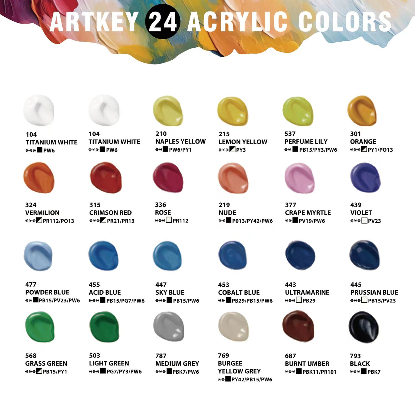 Acrylic Paint Set - 24 colors 2oz/59ml