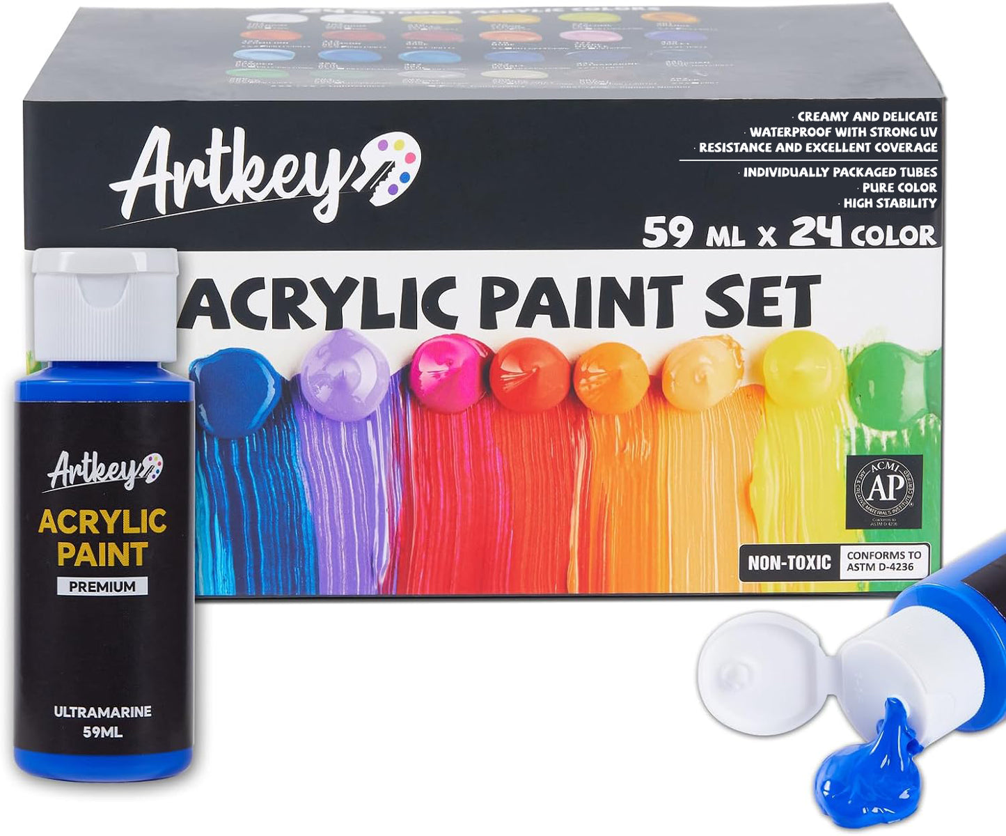 Acrylic Paint Set - 24 colors 2oz/59ml