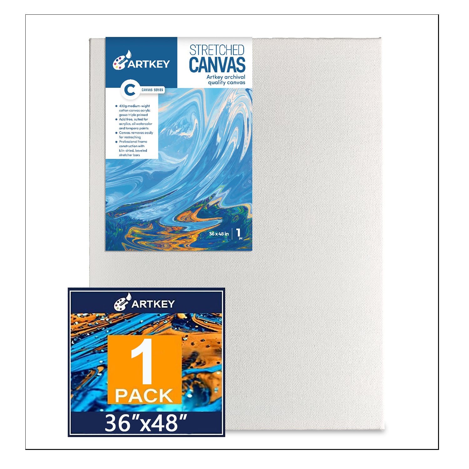 Large Canvases for Painting 36x48 Inch 2-Pack, 12.3 oz Triple Primed  Acid-Free 100% Cotton Stretched Canvas, Blank Large Canvas for Oil Paint  Acrylics