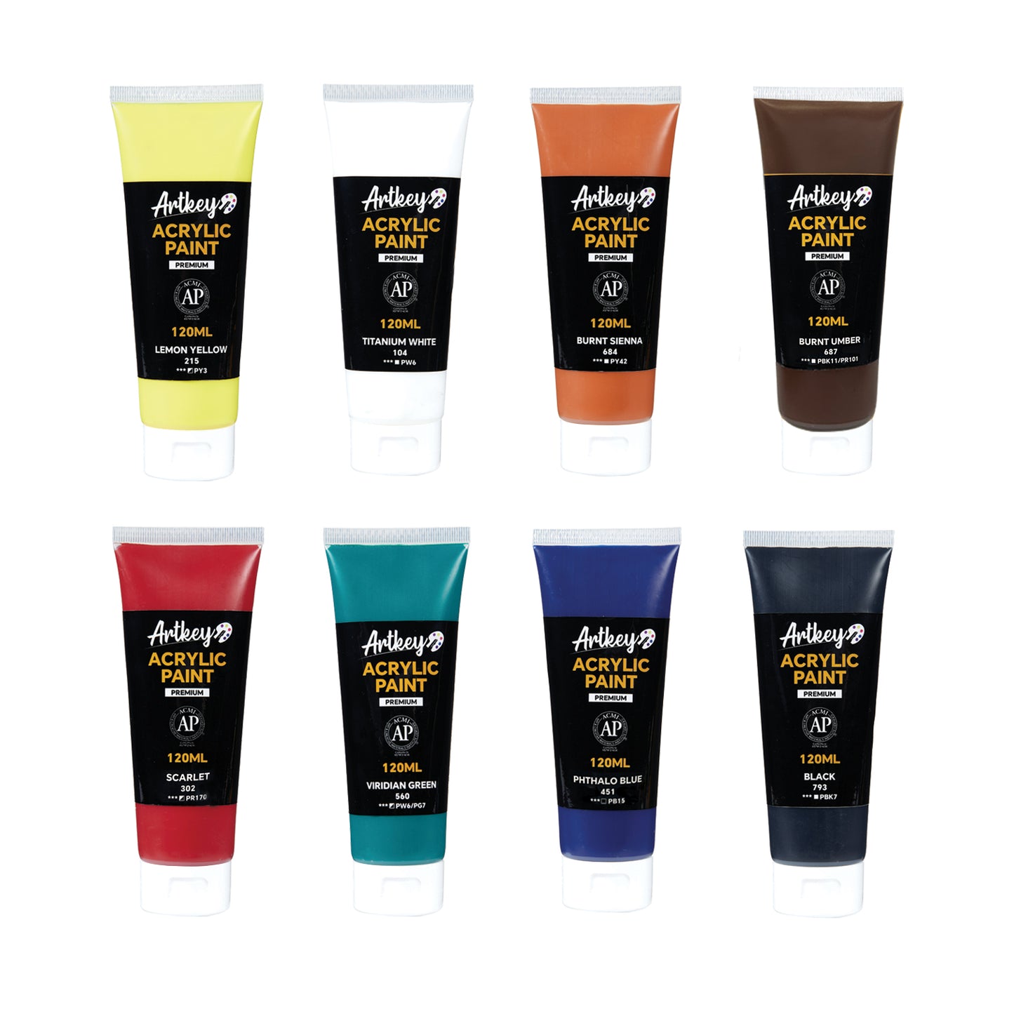 Artkey Acrylic Paint Set - 8 Colors 120 ml/4.06 oz