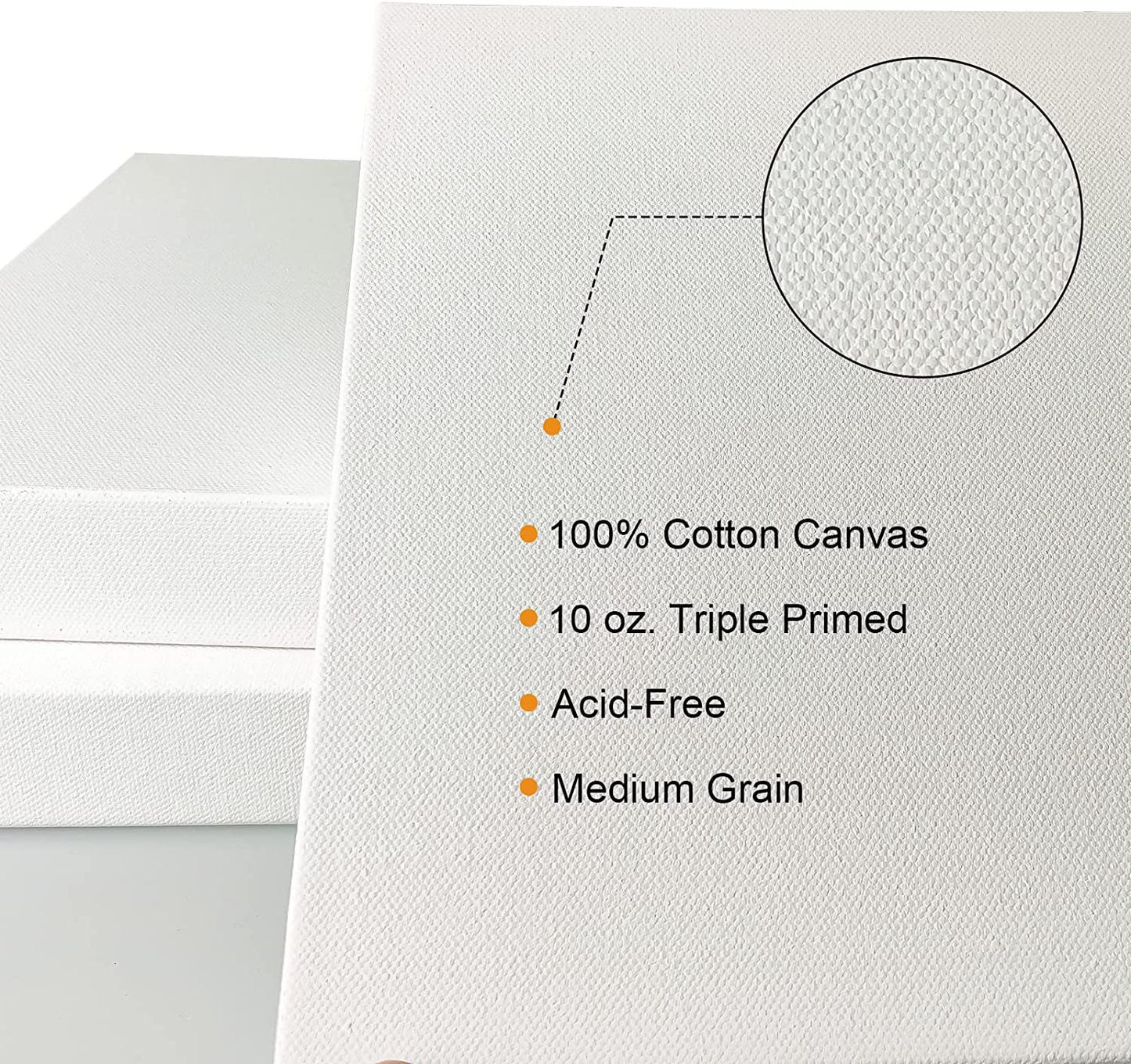 16 oz Triple Primed 10"x20" Acid free Gallery Wrapped Canvases 3-Pack,1 1/2 Inches Profile