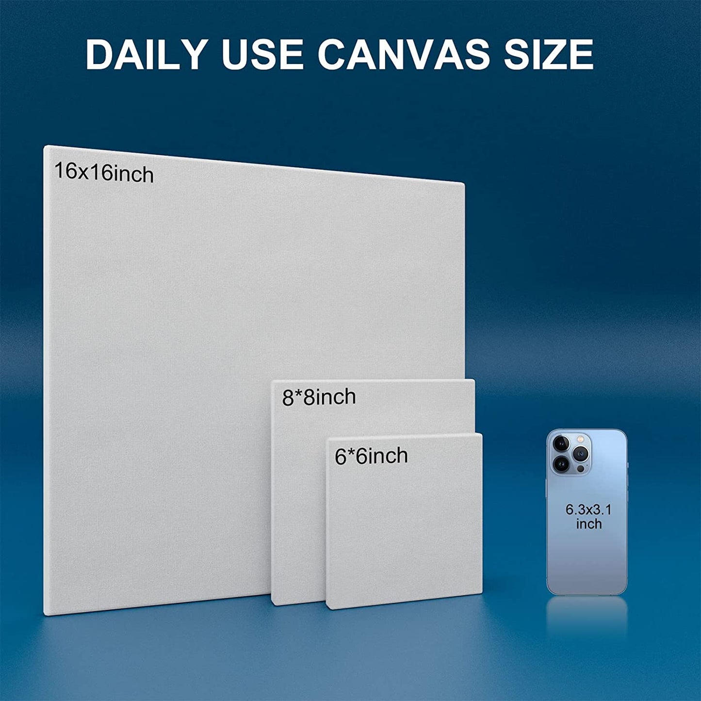10 oz Triple Primed 8"x8" Acid free Canvases 7-Pack,5/8" Profile