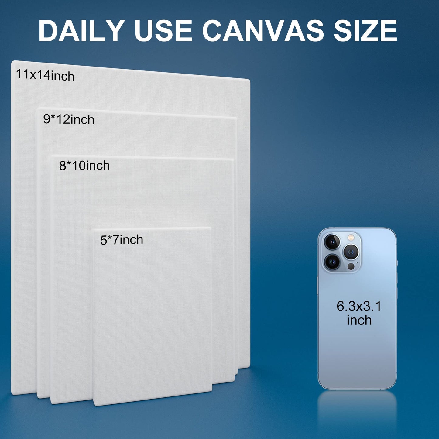 10 oz Triple Primed 11"x14" Acid free Canvases 7-Pack,5/8" Profile