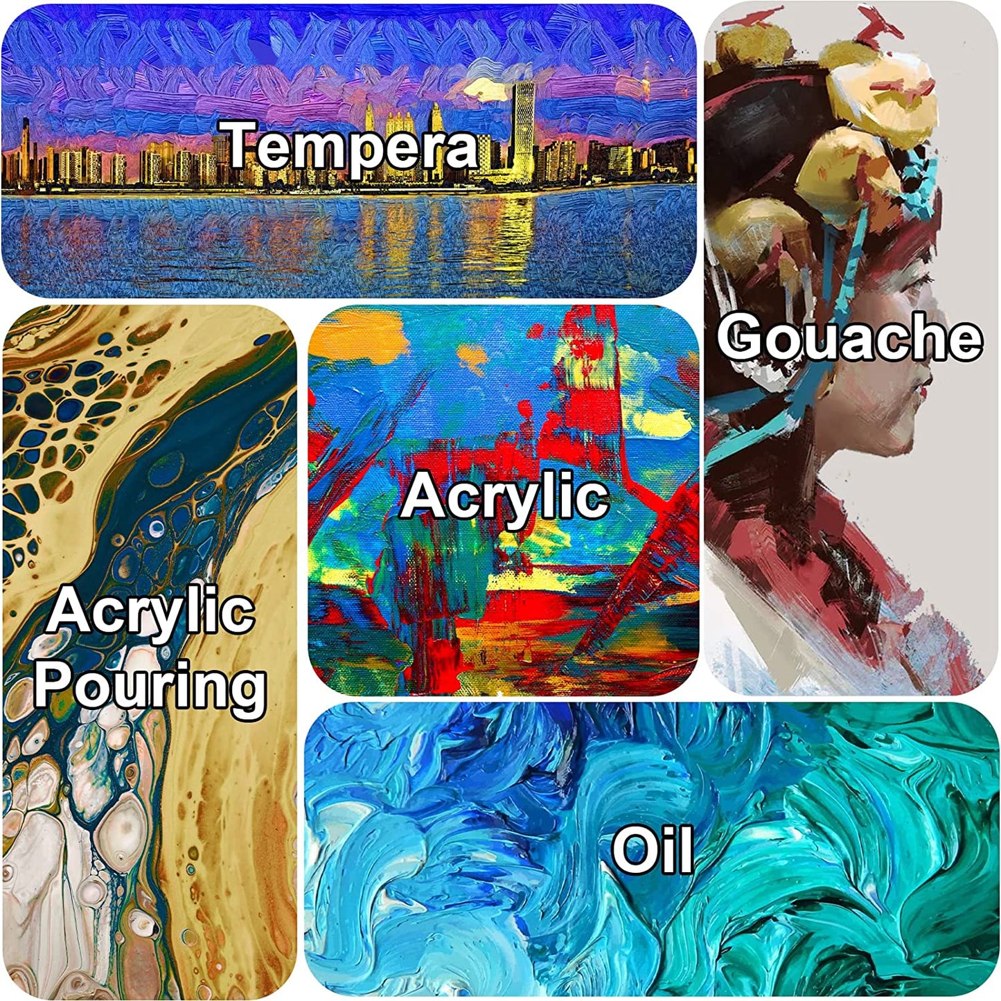 16 oz Triple Primed 10"x20" Acid free Gallery Wrapped Canvases 3-Pack,1 1/2 Inches Profile
