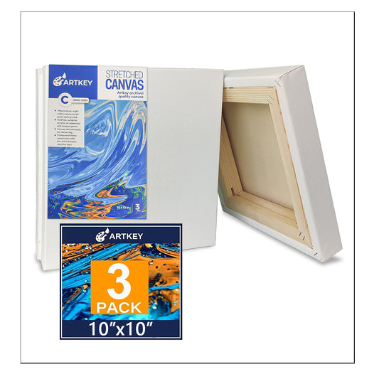 16 oz Triple Primed 10"x10" Acid free Gallery Wrapped Canvases 3-Pack