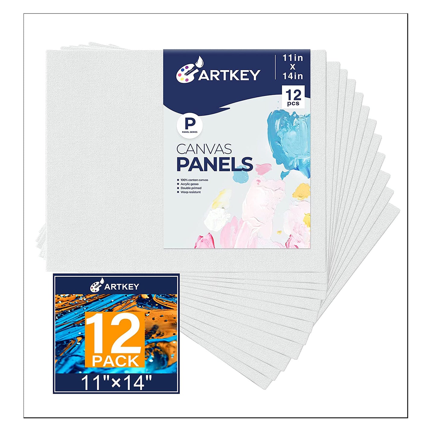 10 oz Triple Primed 11"x14" Acid free Canvas Panel 12-Pack