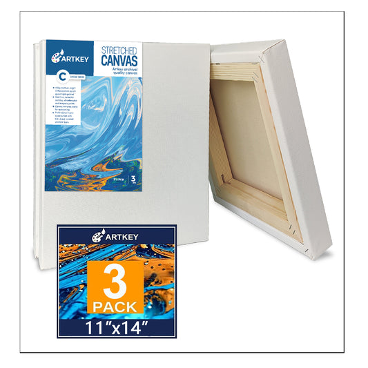 16 oz Triple Primed 11"x14" Acid free Gallery Wrapped Canvases 3-Pack