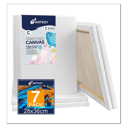 10 oz Triple Primed 11"x14" Acid free Canvases 7-Pack，5/8" Profile