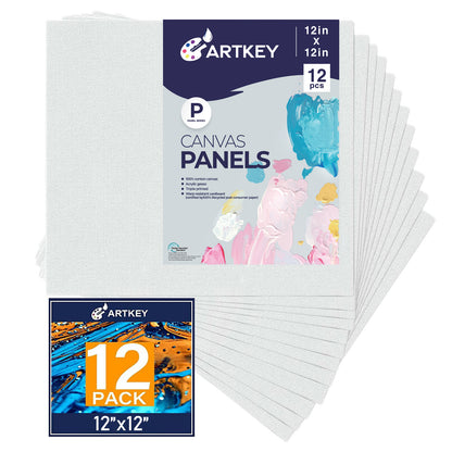 10 oz Triple Primed 12"x12" Acid free Canvas Panel 12-Pack