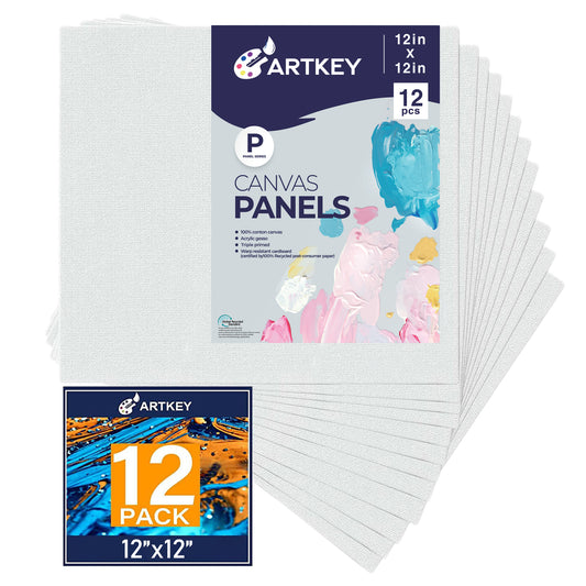 10 oz Triple Primed 12"x12" Acid free Canvas Panel 12-Pack