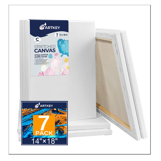 10 oz Triple Primed 14"x18" Acid free Canvases 7-Pack，5/8" Profile