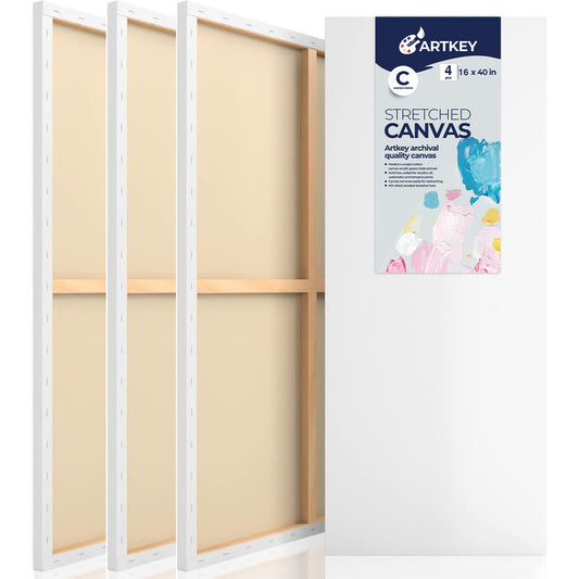 12.3 oz Triple Primed 16"x40" Acid free Canvases 4-Pack，5/8" Profile