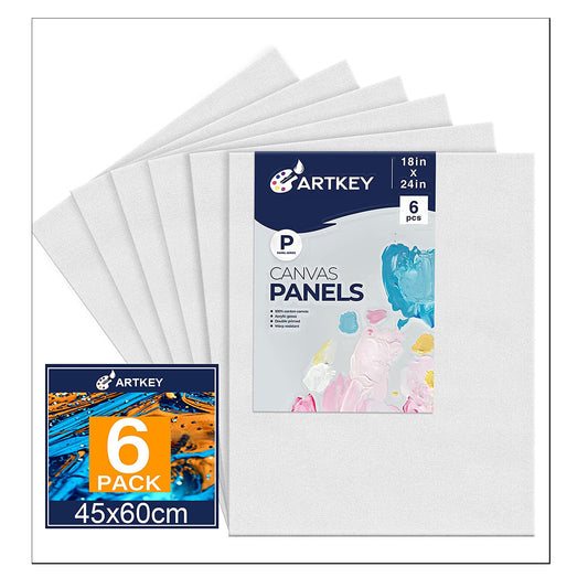 10 oz Triple Primed 18"x24" Acid free Canvas Panel 6-Pack