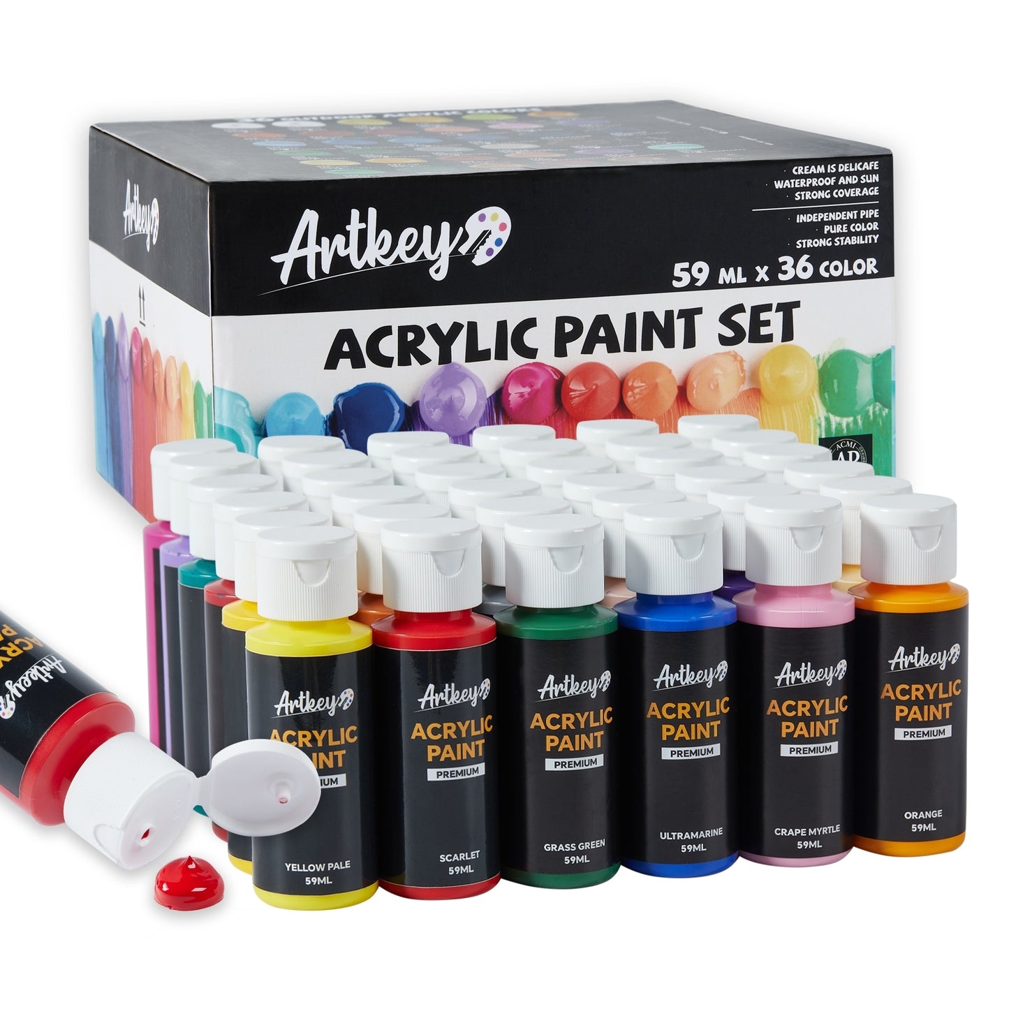 Artkey Acrylic Paint Set - 36 Colors 2 oz/59 ml