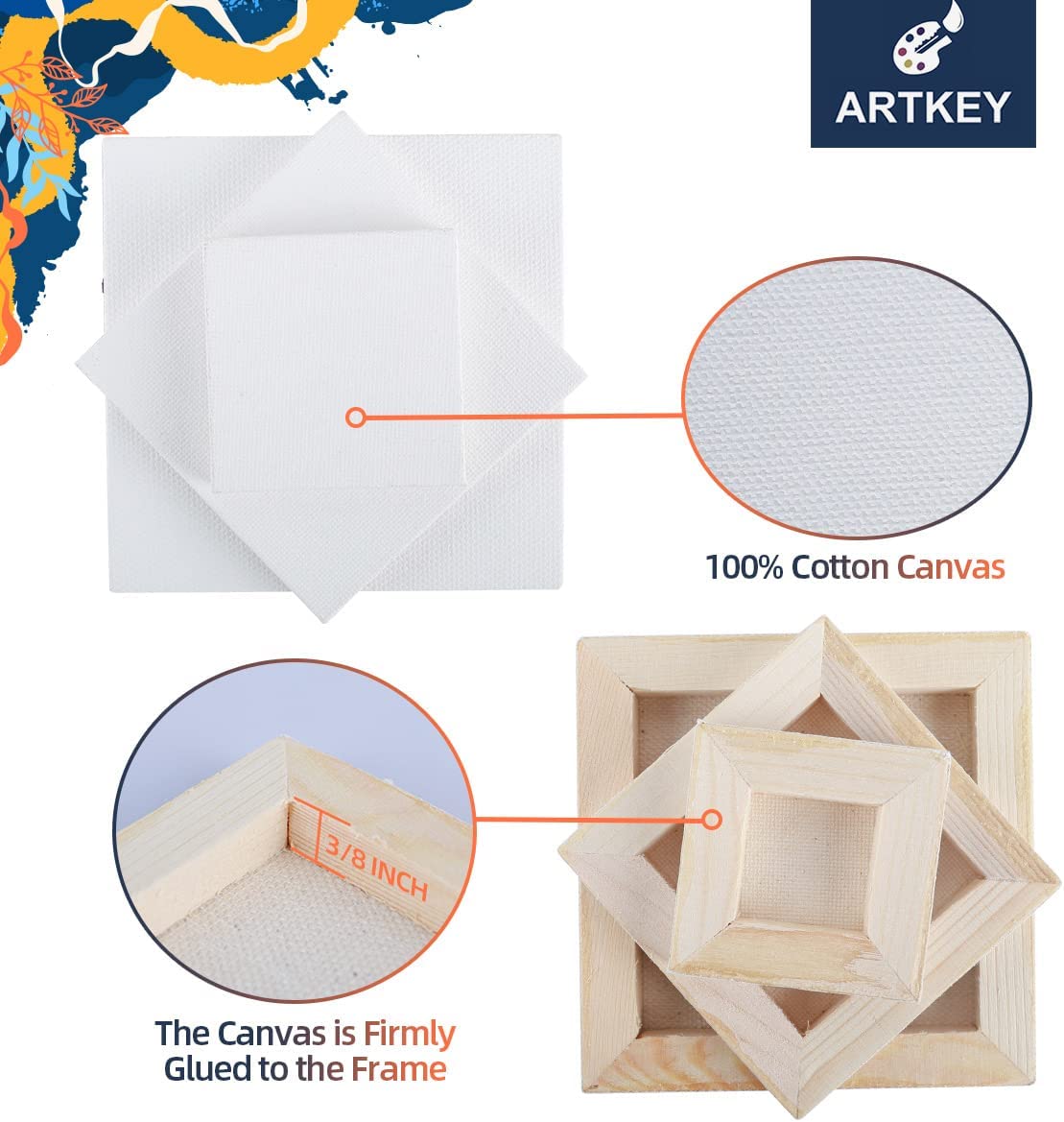 100% Cotton Mini Canvas, 2”x2” 24-Pack