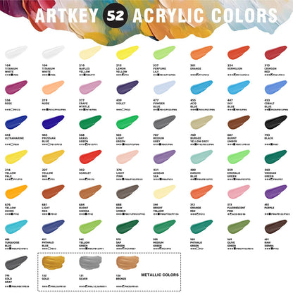Artkey Acrylic Paint Set - 52 Colors 2 oz/59 ml