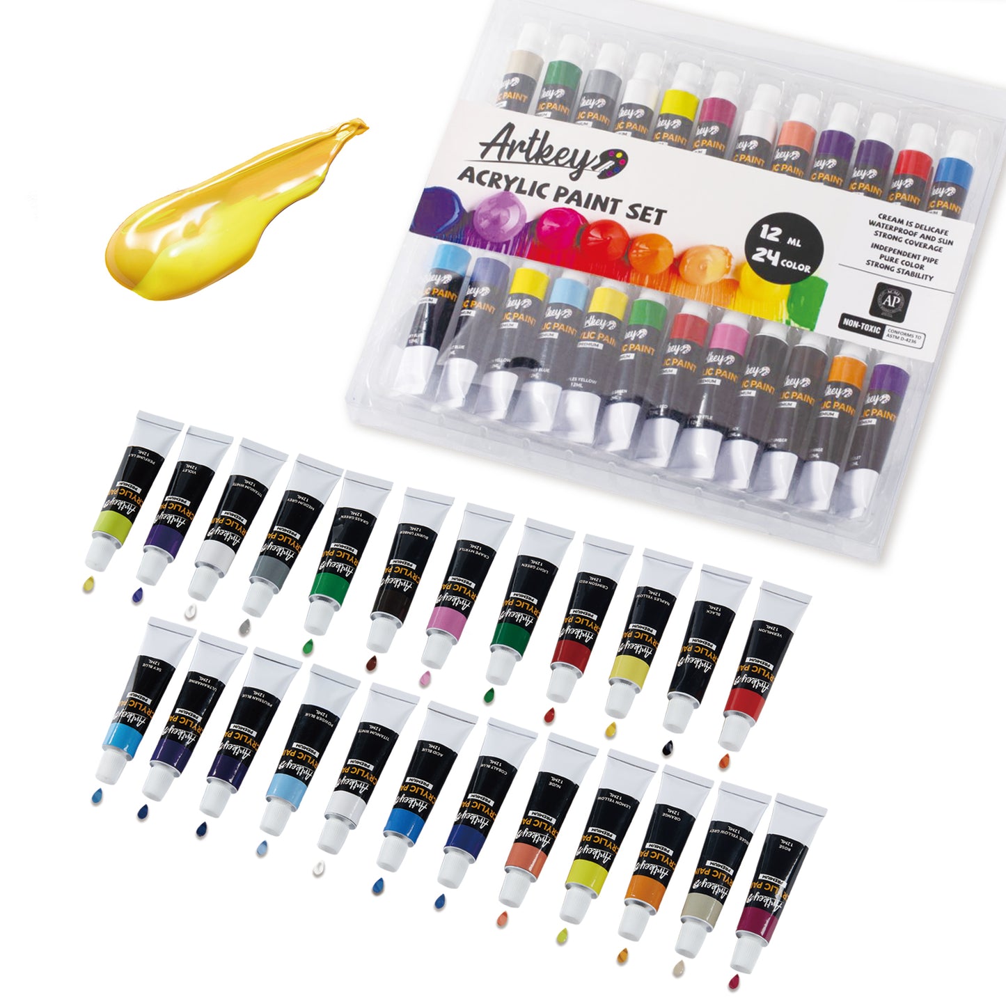 Artkey Acrylic Paint Set - 24 Colors 12 ml/0.4 oz