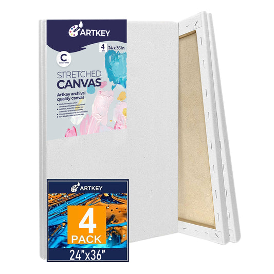 12.3 oz Triple Primed 24"x36" Acid free Canvases 4-Pack，5/8" Profile