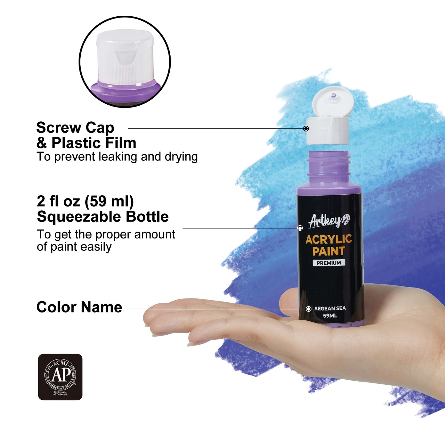 Artkey Acrylic Paint Set - 52 Colors 2 oz/59 ml