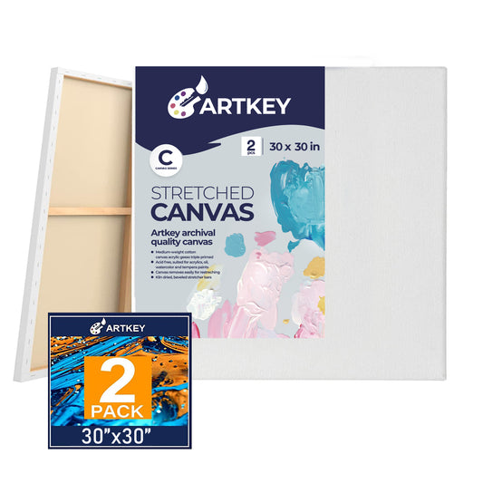 12.3 oz Triple Primed 30"x30" Acid free Canvases 2-Pack，5/8" Profile