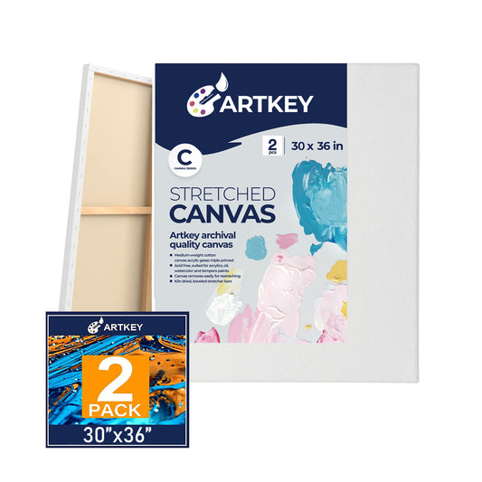 10 oz Triple Primed 30"x36" Acid free Canvases 2-Pack，5/8" Profile