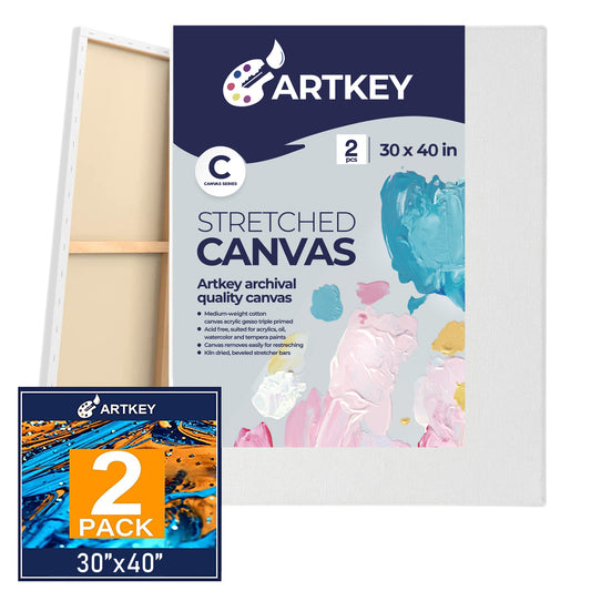 12.3 oz Triple Primed 30"x40" Acid free Canvases 2-Pack，5/8" Profile