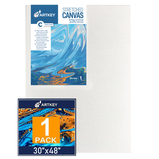 16 oz Triple Primed 30"x48" Acid free Gallery Wrapped Canvases 1-Pack，1 1/2 Inches Profile