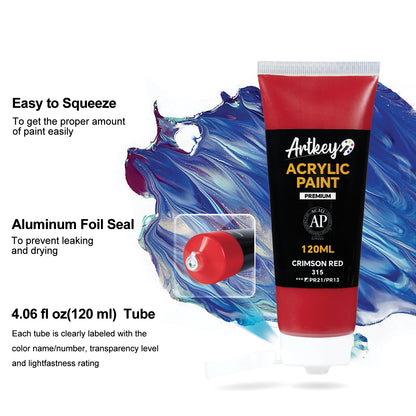 Artkey Acrylic Paint - Crimson Red 120 ml/4.06 oz