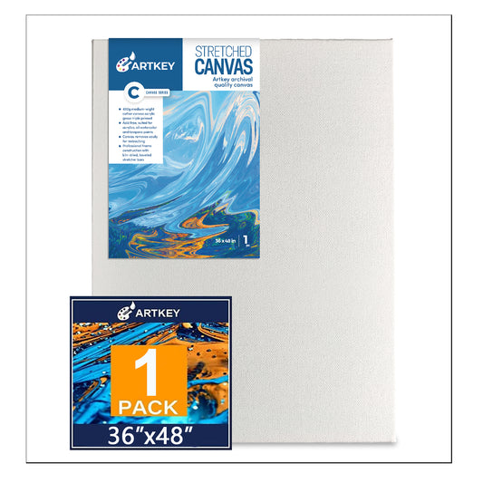 16 oz Triple Primed 36"x48" Acid free Gallery Wrapped Canvases 1-Pack，1 1/2 Inches Profile