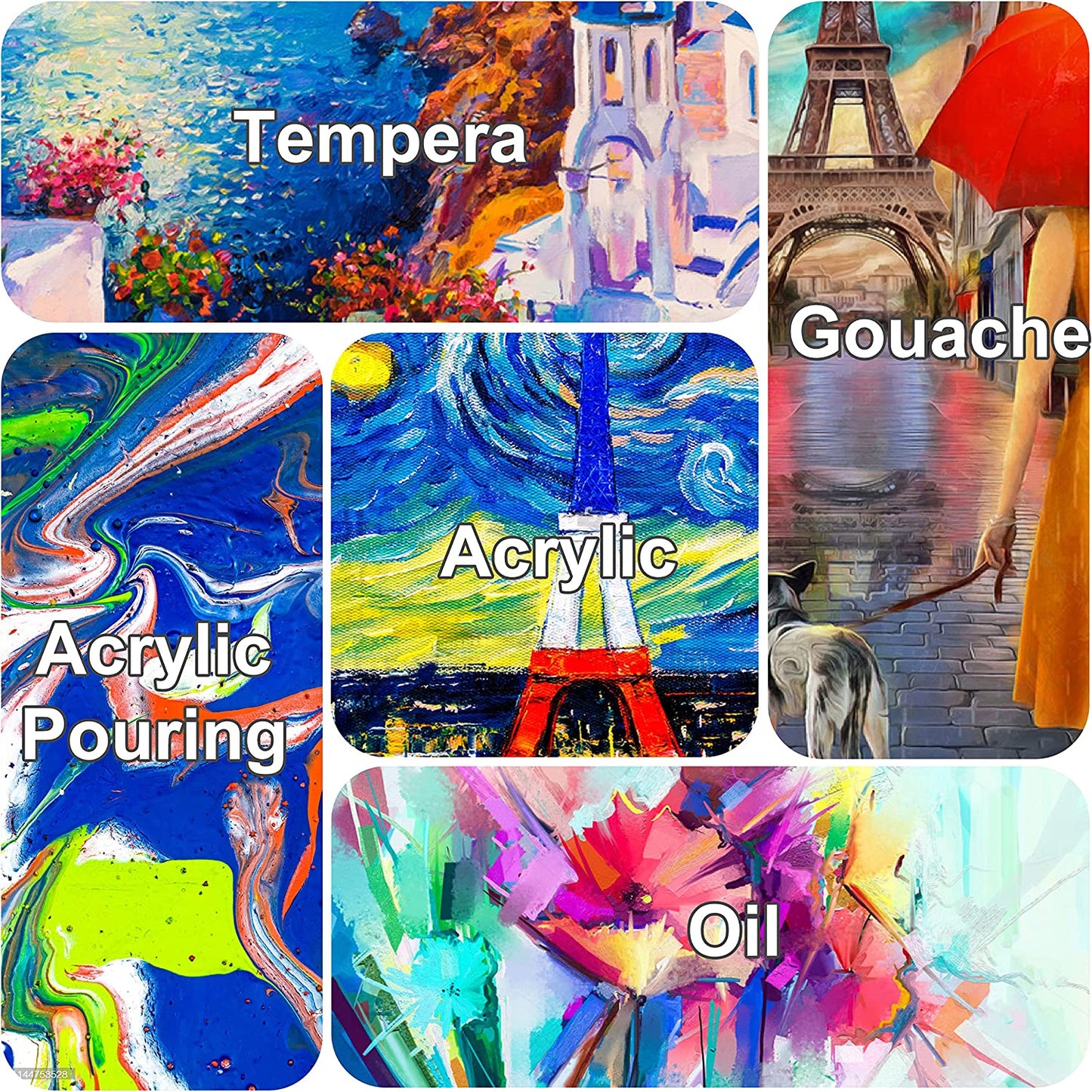 12.3 oz Triple Primed 16"x40" Acid free Canvases 3-Pack，5/8" Profile