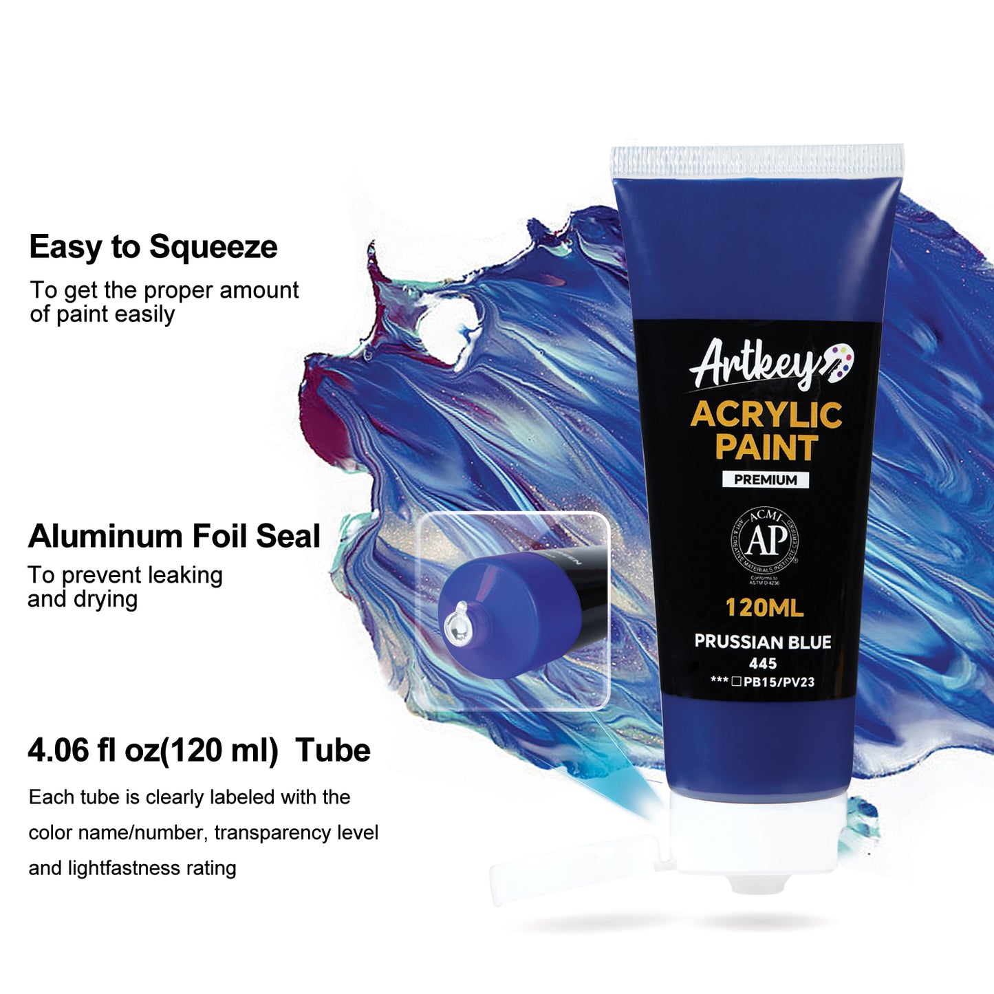 Artkey Acrylic Paint - Prussian Blue 120 ml/4.06 oz