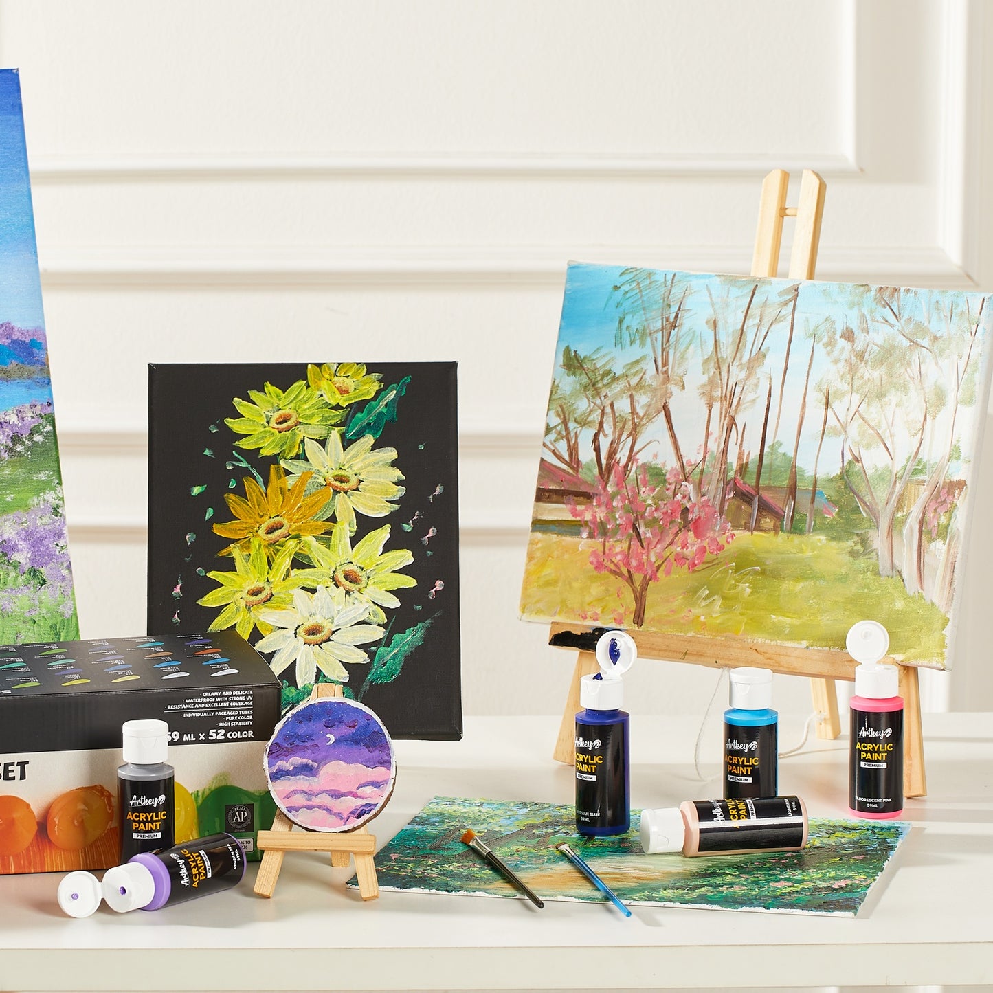 Artkey Acrylic Paint Set - 52 Colors 2 oz/59 ml