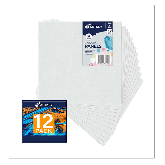 10 oz Triple Primed 4"x4" Acid free Canvas Panel 12-Pack