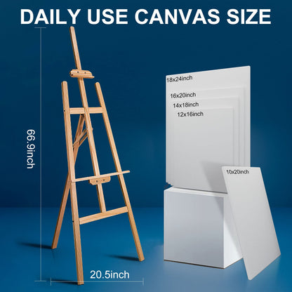 Artula 10 oz Triple Primed 10"x20" Acid free Canvases 7-Pack, 5/8" Profile