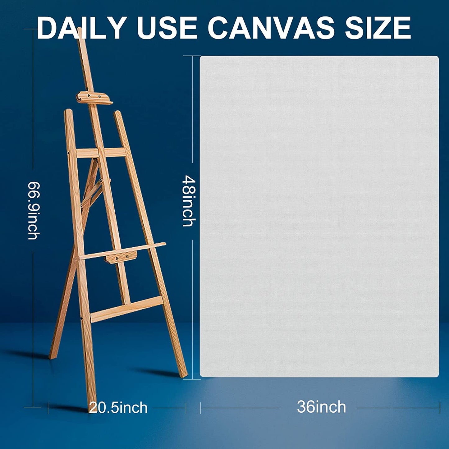 12.3 oz Triple Primed 36"x48" Acid free Large Canvases 3-Pack，5/8" Profile