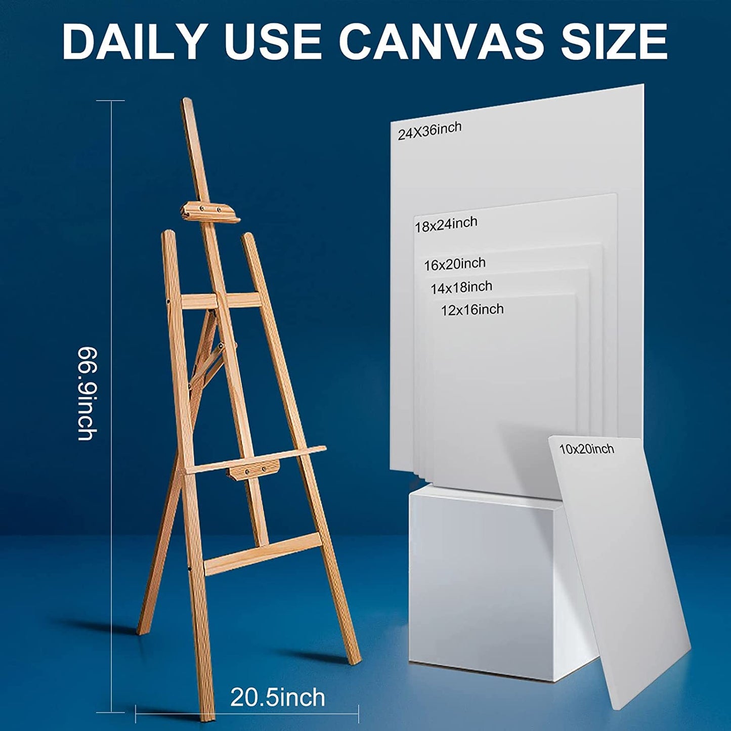 12.3 oz Triple Primed 16"x40" Acid free Large Canvases 2-Pack，5/8" Profile