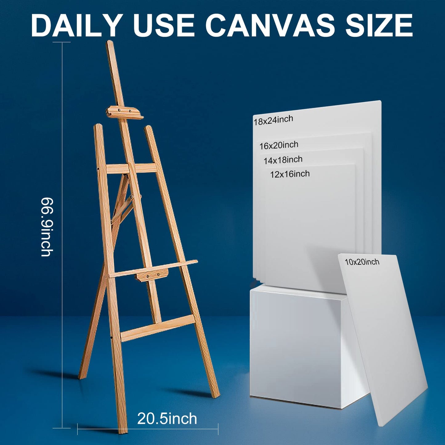 10 oz Triple Primed 16"x20" Acid free Canvases 5-Pack，5/8" Profile