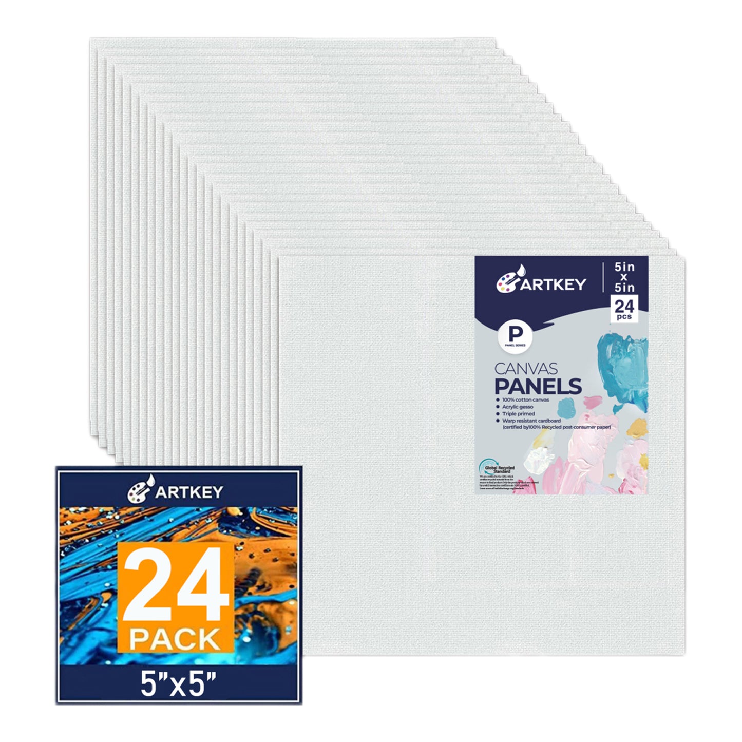 10 oz Triple Primed 5"x5" Acid free Canvas Panel 24-Pack
