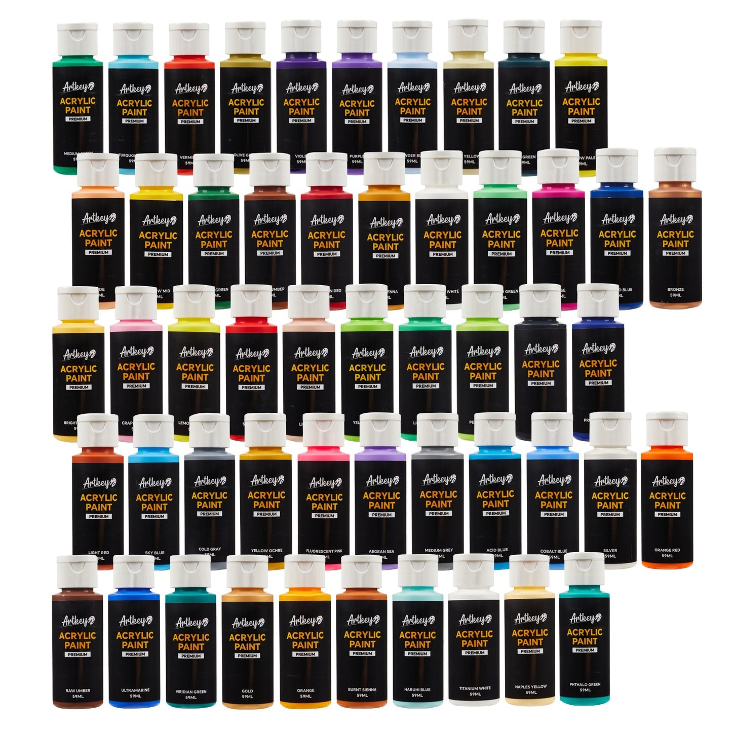 Artkey Acrylic Paint Set - 52 Colors 2 oz/59 ml