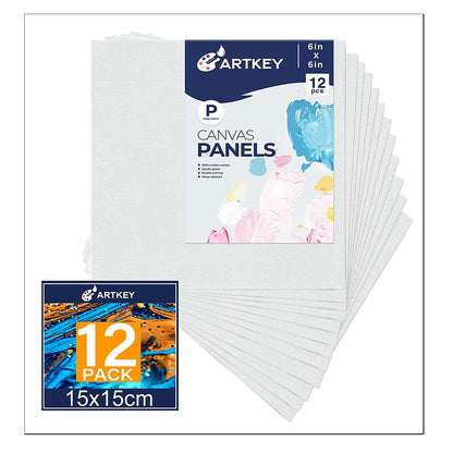 10 oz Triple Primed 6"x6" Acid free Canvas Panel 12-Pack