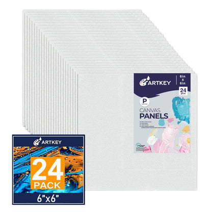 10 oz Triple Primed 6"x6" Acid free Canvas Panel 24-Pack
