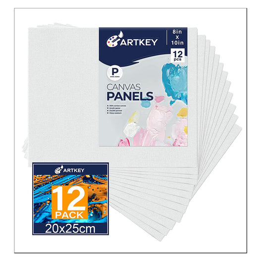 10 oz Triple Primed 8"x10" Acid free Canvas Panel 12-Pack