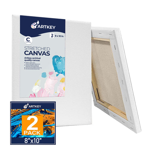 10 oz Triple Primed 8"x10" Acid free Canvases 2-Pack，5/8" Profile