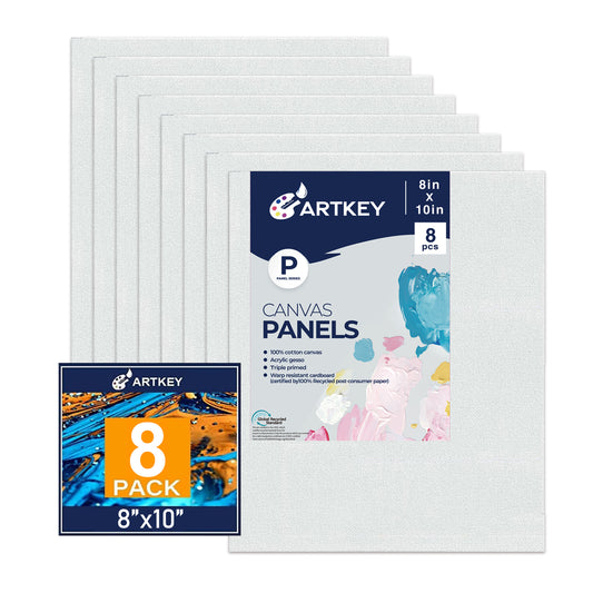 10 oz Triple Primed 8"x10" Acid free Canvas Panel 8-Pack