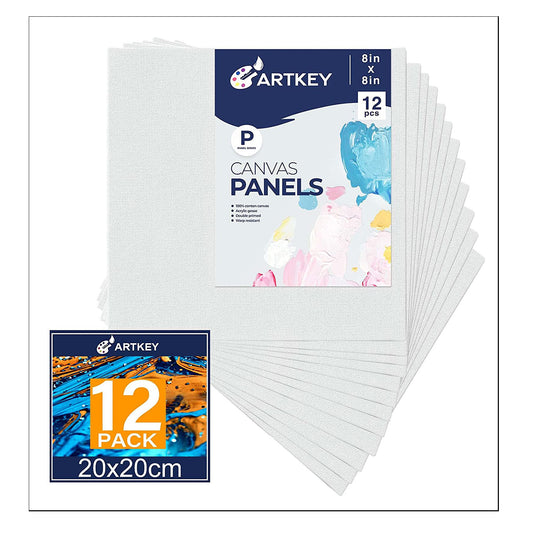 10 oz Triple Primed 8"x8" Acid free Canvas Panel 12-Pack