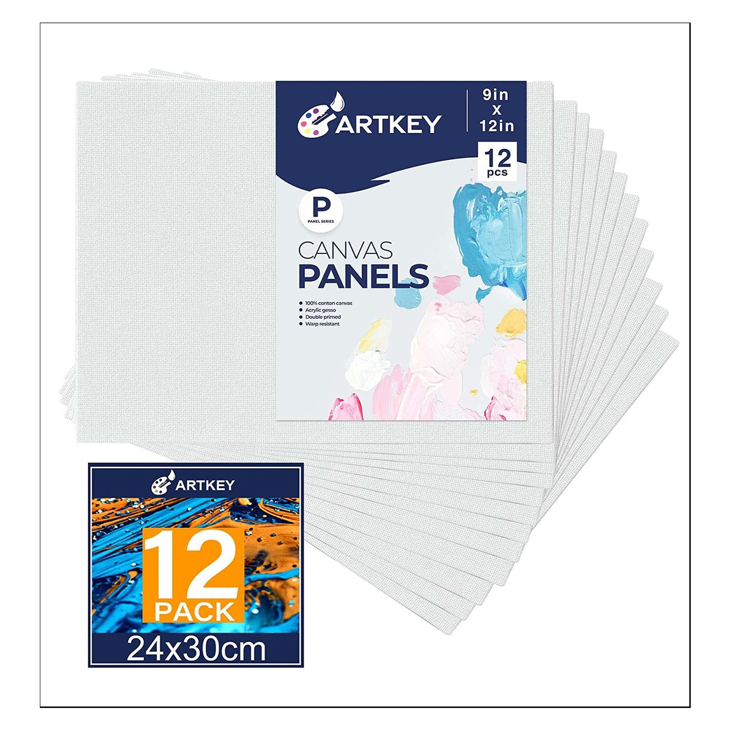 10 oz Triple Primed 9"x12" Acid free Canvas Panel 12-Pack