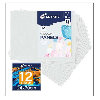 10 oz Triple Primed 9"x12" Acid free Canvas Panel 12-Pack