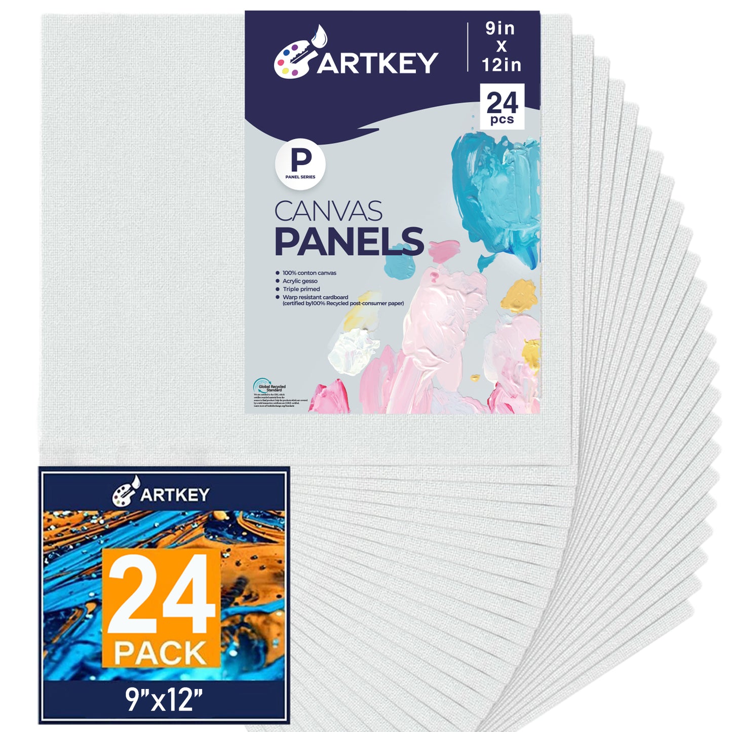 10 oz Triple Primed 9"x12" Acid free Canvas Panel 24-Pack
