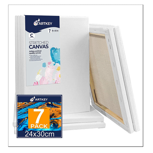 10 oz Triple Primed 9"x12" Acid free Canvases 7-Pack，5/8" Profile